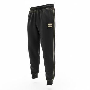 Puma Mens XL Black Jogger Sweatpants With Logo Side Pockets & Elastic Waistband